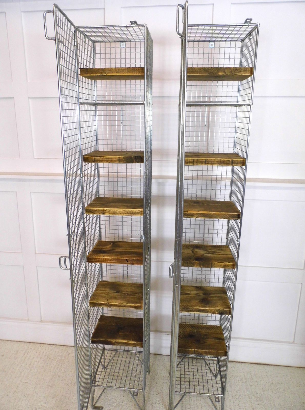 Vintage Style Industrial Chic Cage Lockers Retail Storage Shoe Racks