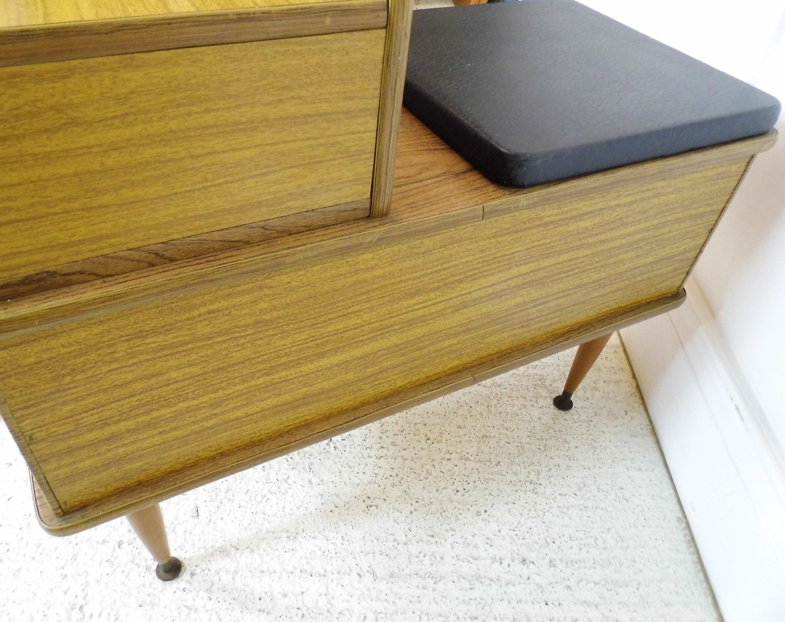 Vintage Retro Telephone Seat Bench Storage Cupboard 1970s Teak Effect photo vintage