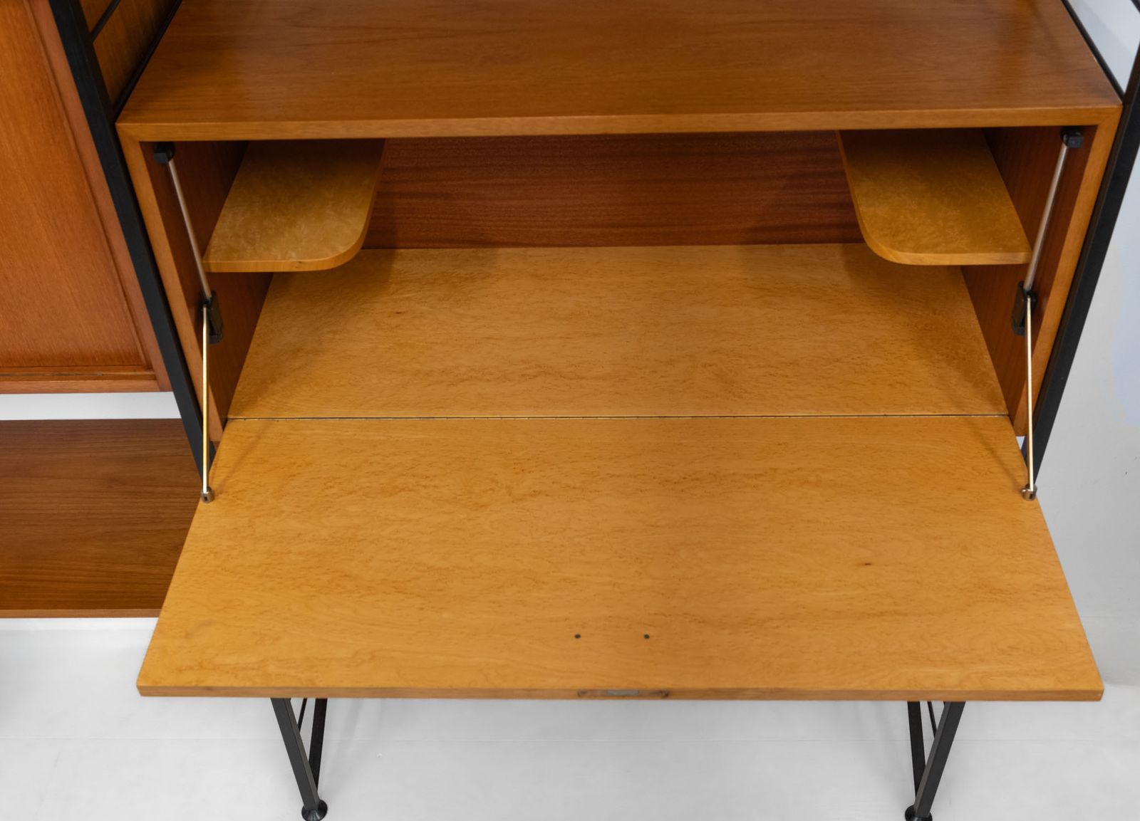 Mid Century Ladderax Six Bay Shelving System, Desk Drinks Cabinet Staples photo vinterior