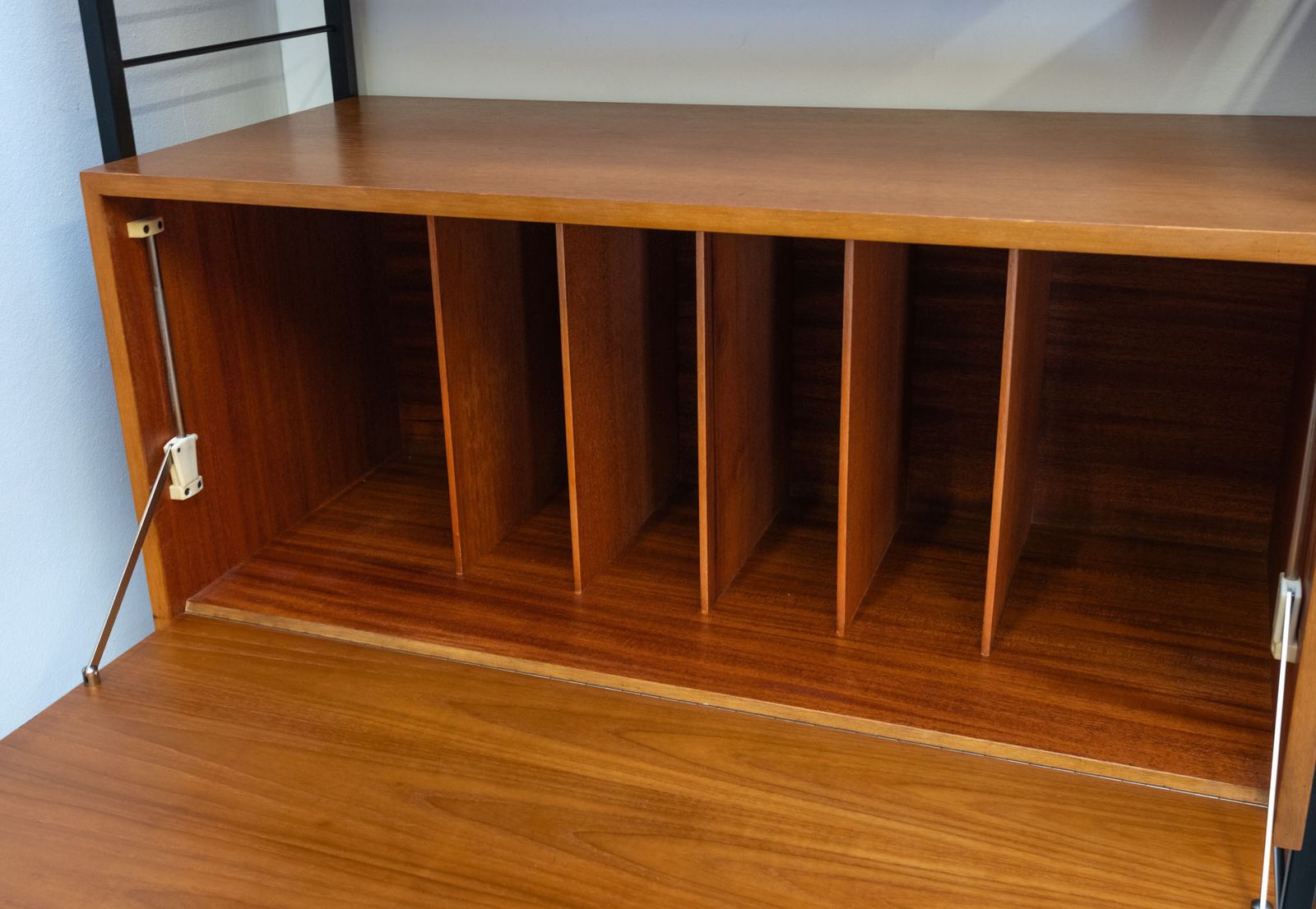 Mid Century Ladderax Six Bay Shelving System, Desk Drinks Cabinet Staples photo vintage
