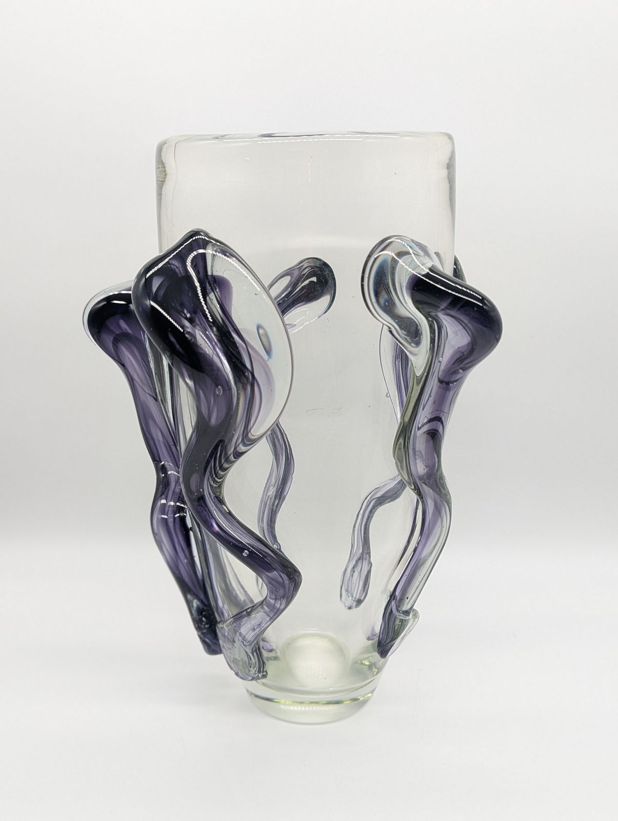 photo furniture Large Murano Style “Tadpole” Trailed Glass Vase – Amethyst Purple, 30cm
