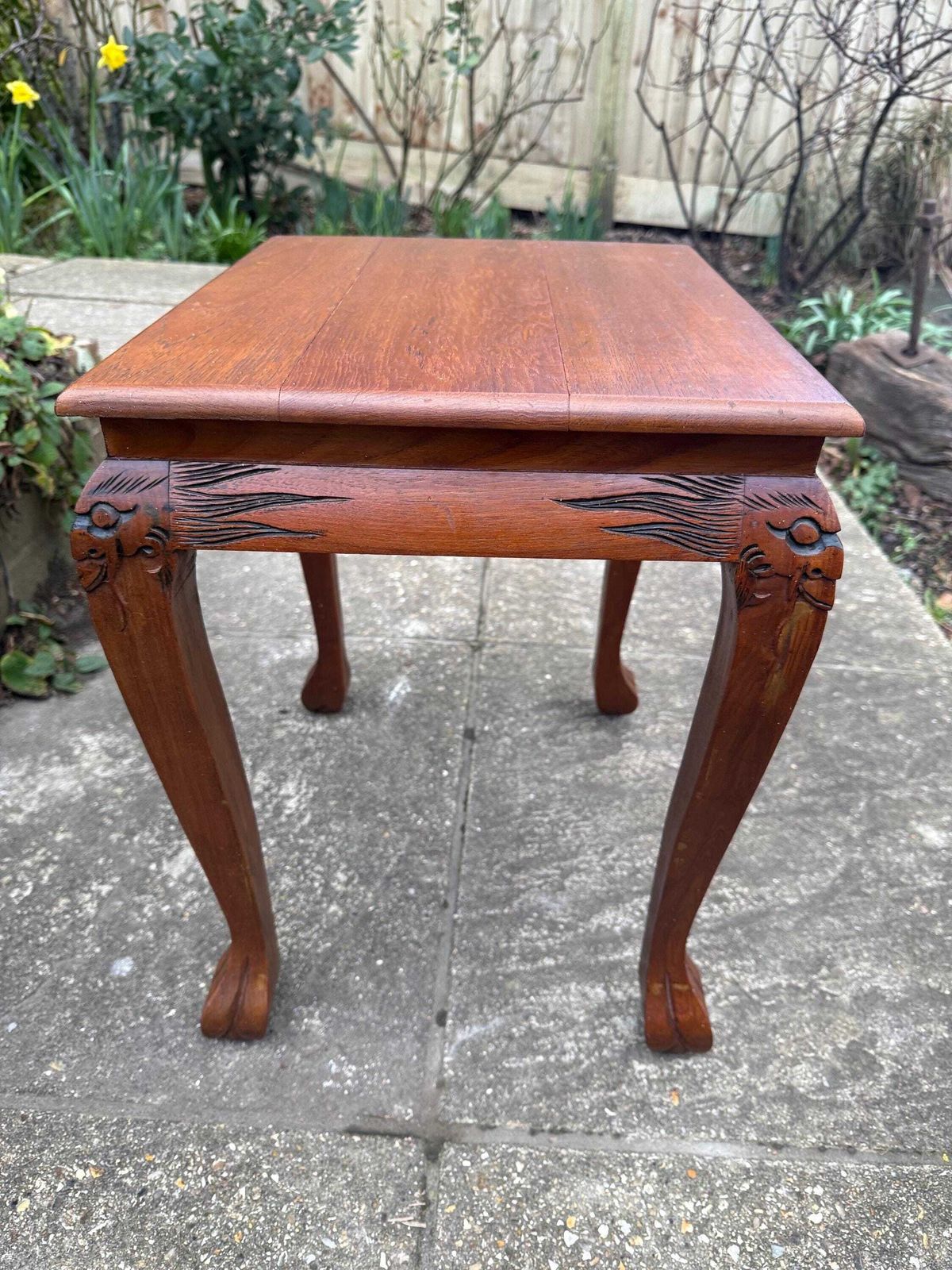Vintage Carved Hardwood Side Table, Oriental Export Occasional Table, Chinoiserie Style, C.1980s photo 137.0