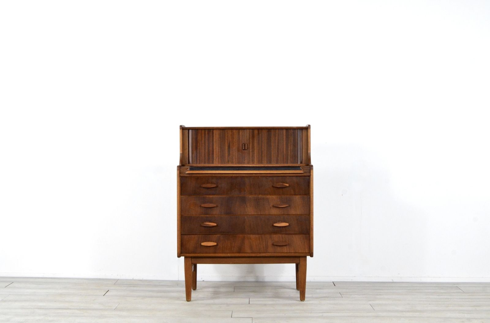photo furniture Vintage Midcentury Teak And Walnut Desk Bureau With Tambour Doors By Welters Of Wycombe