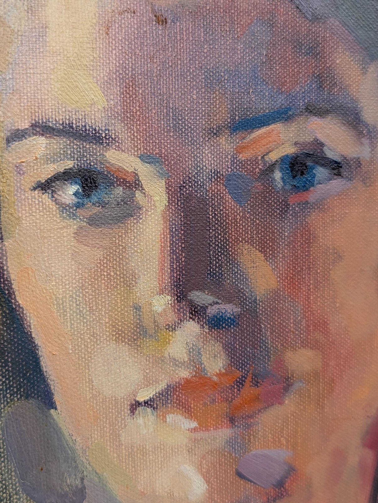 Late 20th Century Oil On Canvas Impressionist Portrait Of A Young Woman. photo furniture
