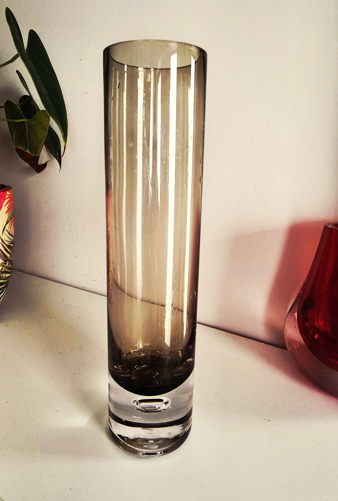 1960's Scandinavian, Amethyst Glass Vase With Bubble Base By Tapio Wirkkala photo vintage