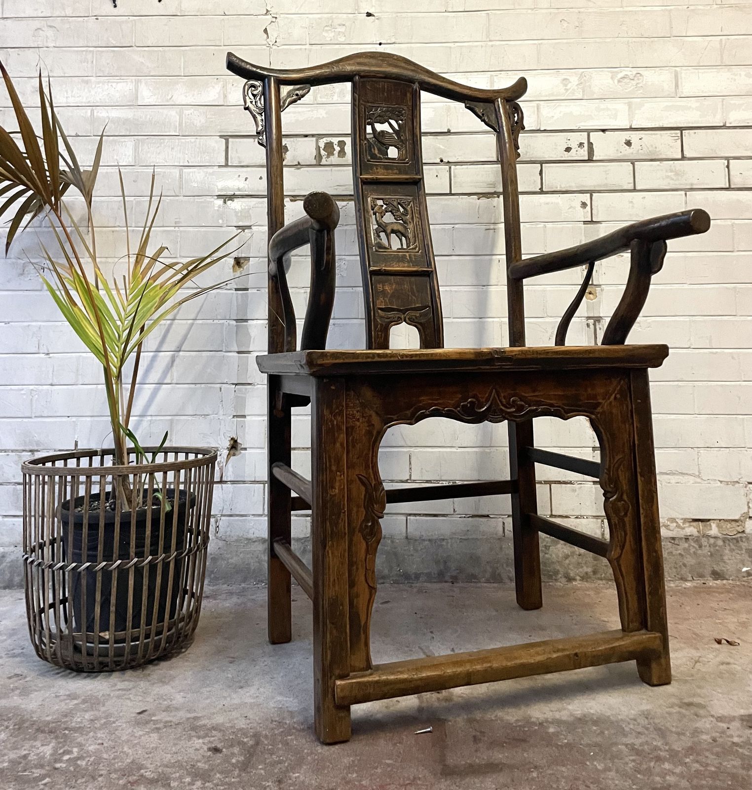 Beautiful 19th Century Chinese Elm Chair. photo for sale