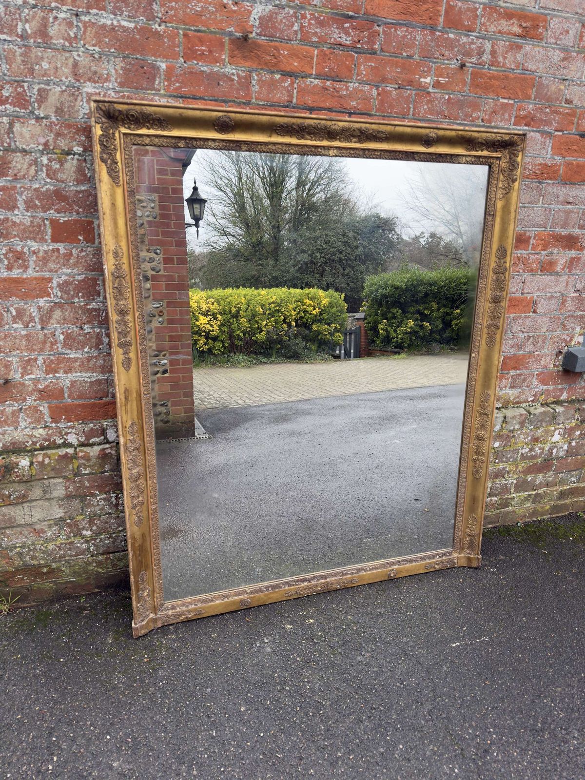 A Superb Large Early Antique 19th C Gilt Louis Philippe Overmantle Mirror.