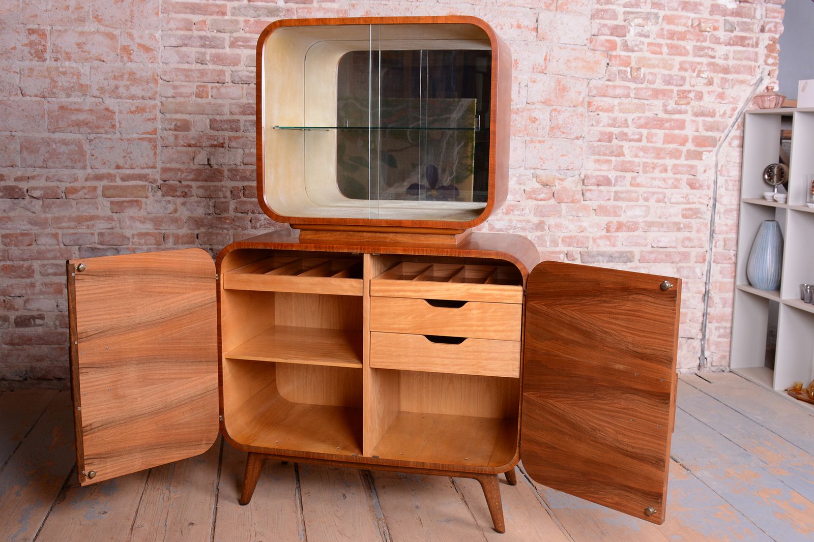 Restored Art Deco Sideboard, By J. Halabala For Up Zavody, Walnut, Czech, 1940s photo 3150.0