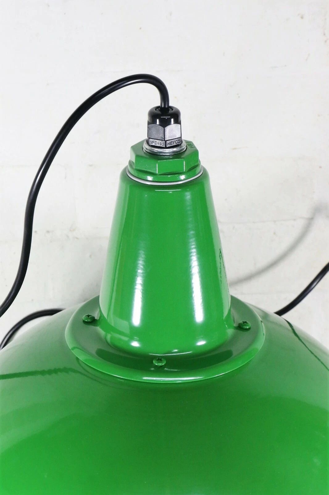 Ceiling Pendant A Large Green Spun Alloy Good Quality Retro Design And 1950's Style   Long Drop And Lightweight photo Lighting