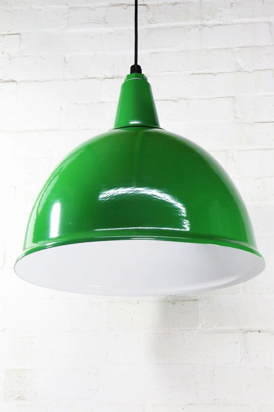 Ceiling Pendant A Large Green Spun Alloy Good Quality Retro Design And 1950's Style   Long Drop And Lightweight
