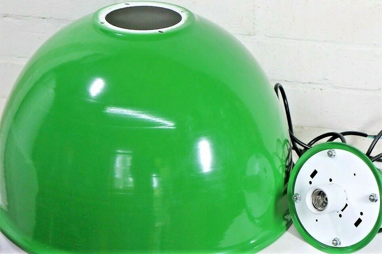 photo for sale Ceiling Pendant A Large Green Spun Alloy Good Quality Retro Design And 1950's Style   Long Drop And Lightweight
