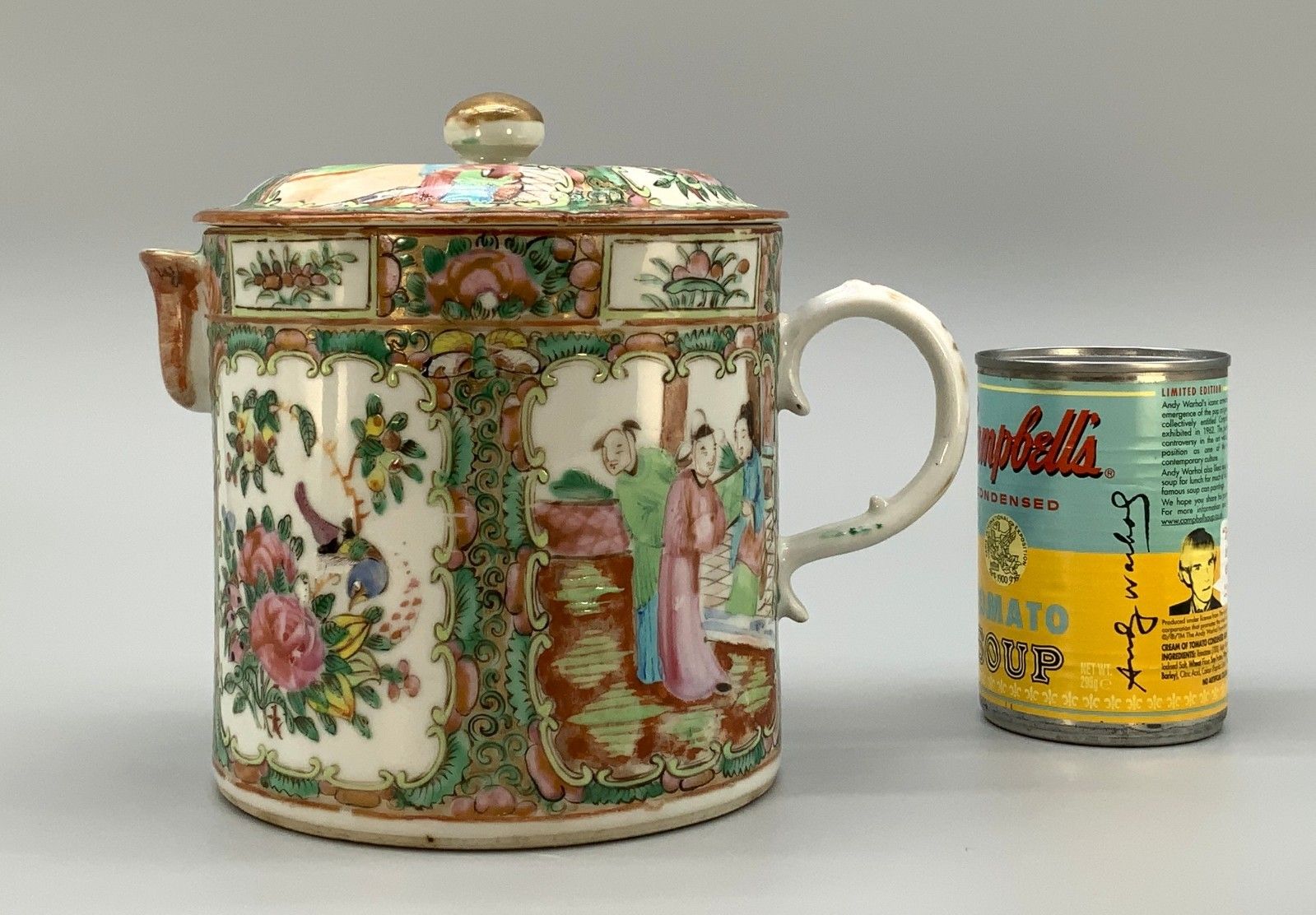 Large 19thc Chinese Export Famille Rose Porcelain Barrel Form Coffee Pot & Cover photo furniture