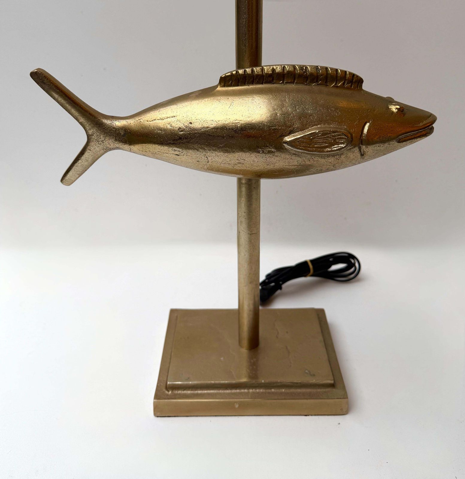 Lighting Pair Of Fish Lamps Gilt Metal. France, 1990s photo