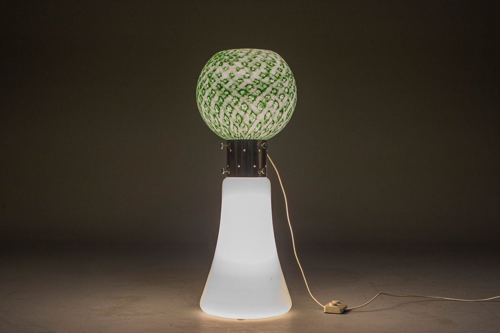 Murano Floor Lamp In Green Glitter Glass Attributed To Mazzega, 1960s photo for sale