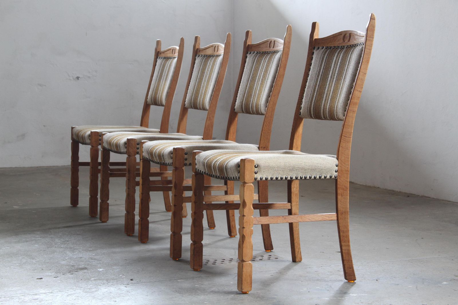 Vintage 1960s Danish Oak Dining Chairs Style Of Henning Kjærnulf, Denmark photo for sale