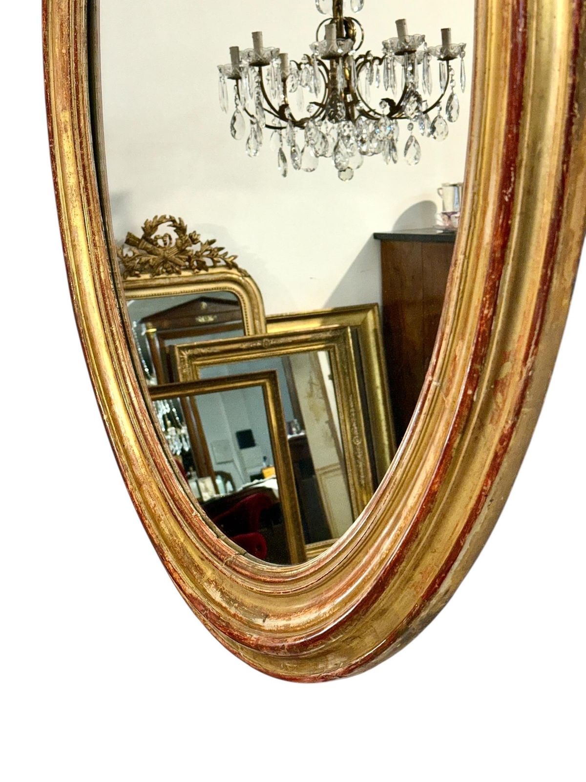 Home Decor Large Oval Giltwood Mirror, France 19th Century photo