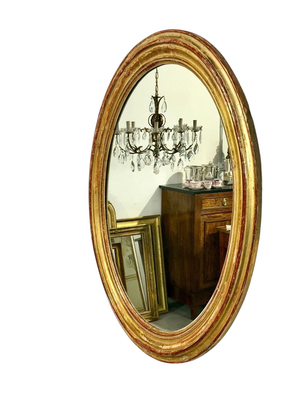 2464.0 Large Oval Giltwood Mirror, France 19th Century photo