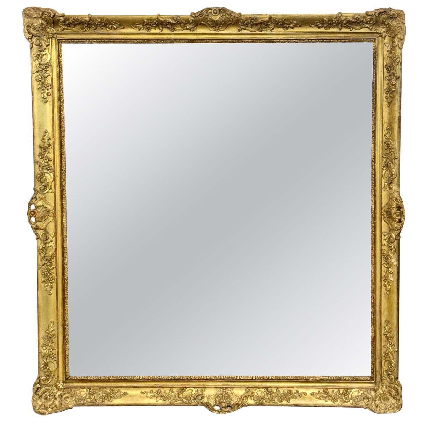 Large And Rectangular Giltwood Mirror, France 19th Century