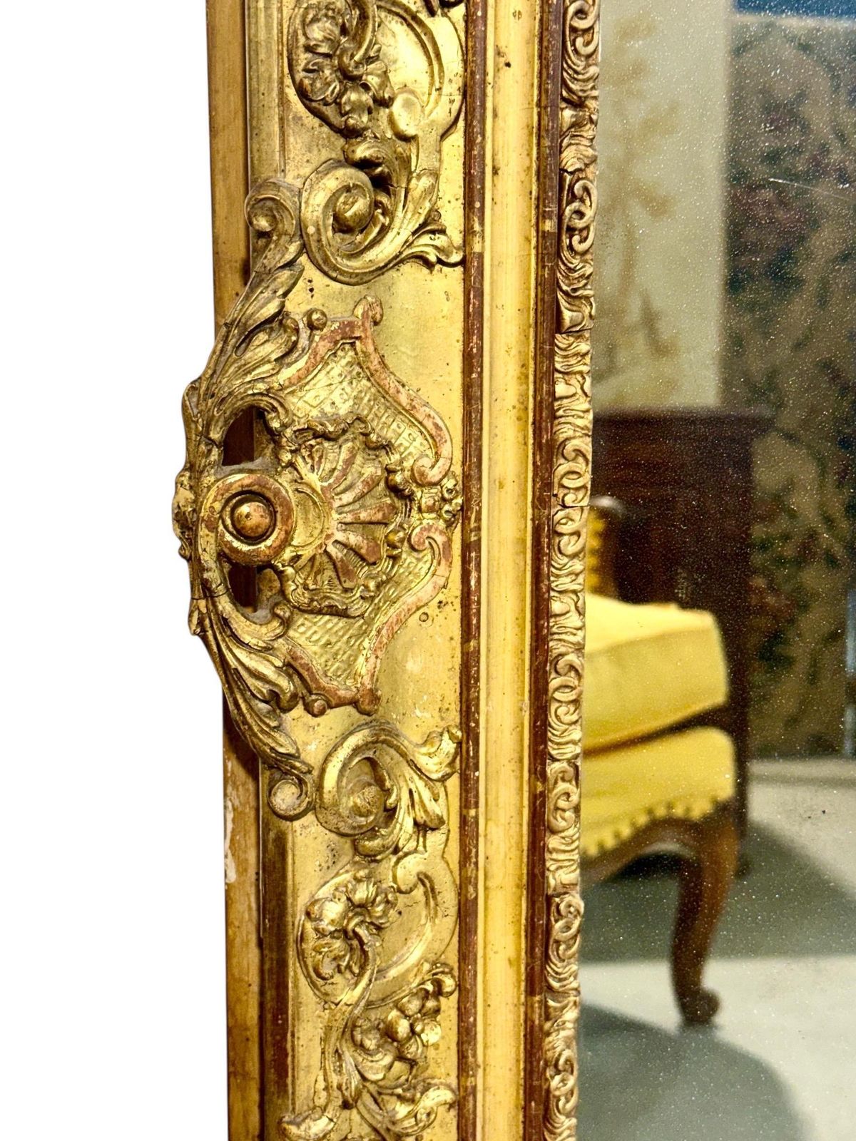 Large And Rectangular Giltwood Mirror, France 19th Century photo for sale