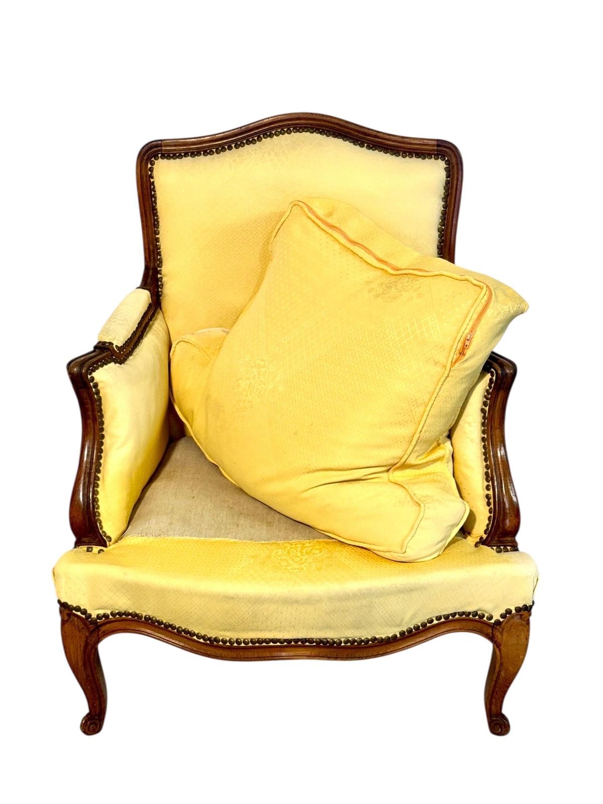 Pair Of Walnut Bergère Armchairs, France 19th Century photo vintage