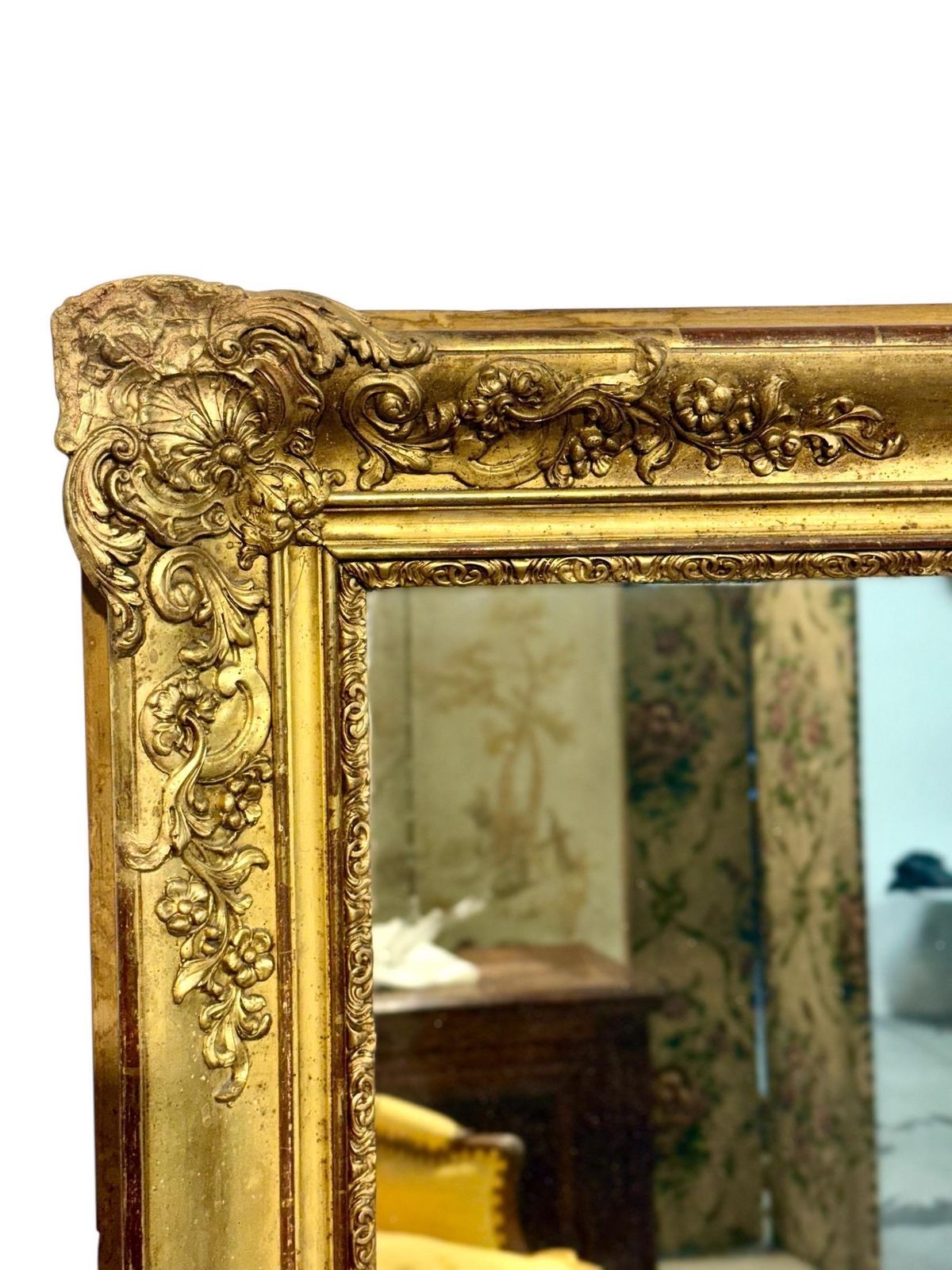 Large And Rectangular Giltwood Mirror, France 19th Century photo buy