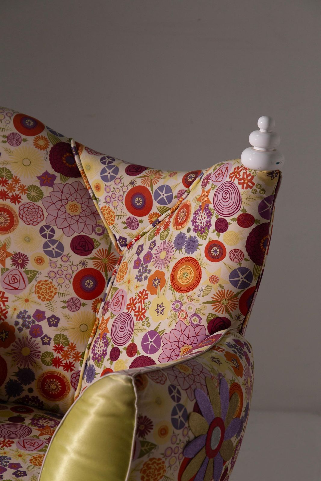 photo for sale Rare Italian Armchair By Ken Scott From The Space Age Period, Designer Fabric
