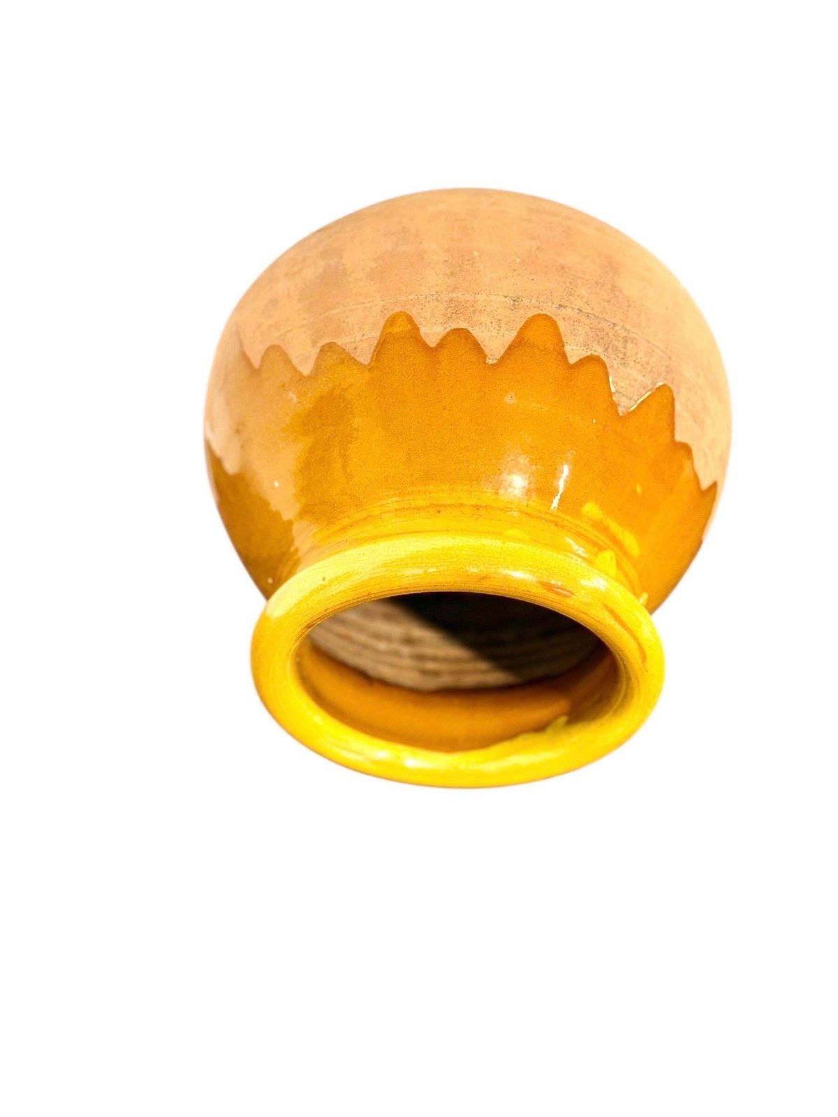19th Century French Glazed Terracotta Pot With Honey Drip Glaze photo furniture
