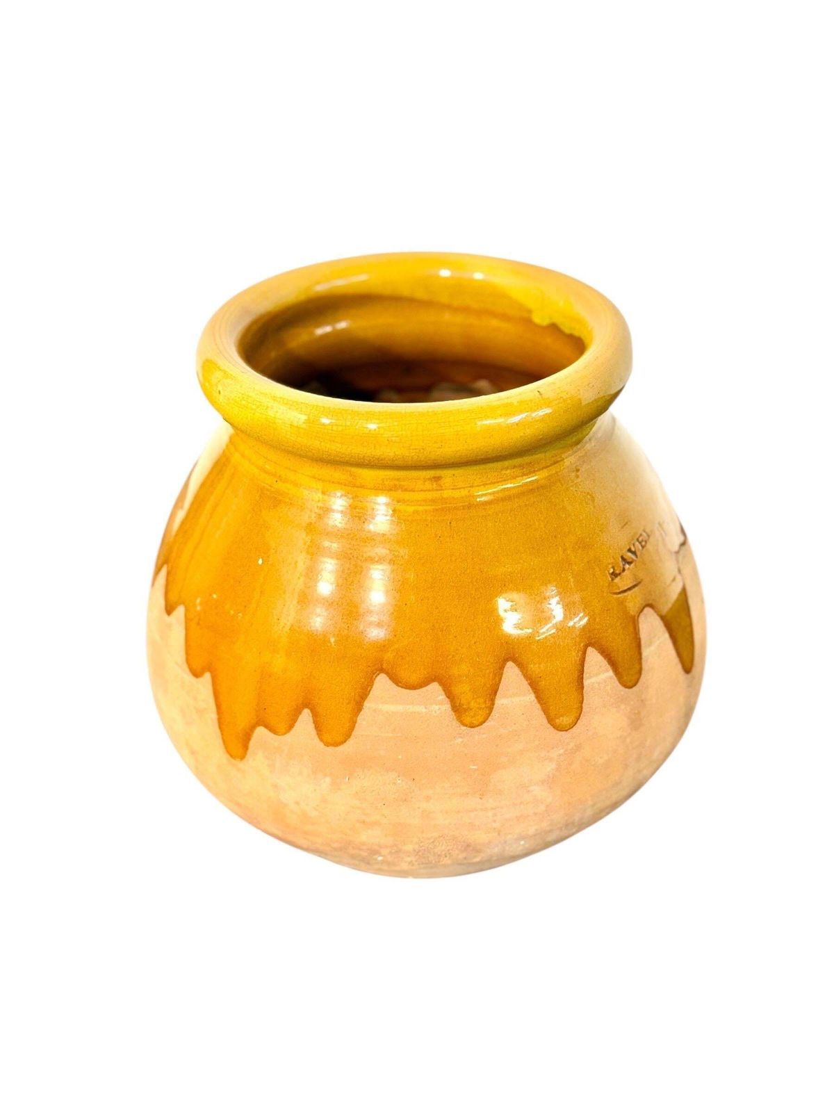 19th Century French Glazed Terracotta Pot With Honey Drip Glaze photo Home Decor