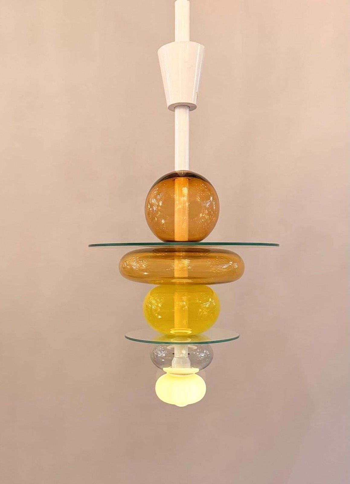 Italian Firenze Yellow Glass Chandelier, Ettore Sottsass For Venini, 1990 photo furniture