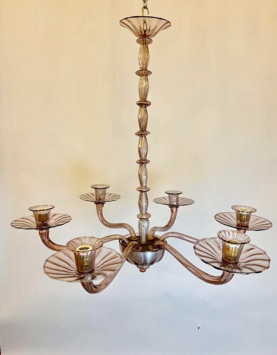 Zecchin Murano Chandelier With 6 Arms Of Lights, Circa 1980 photo for sale