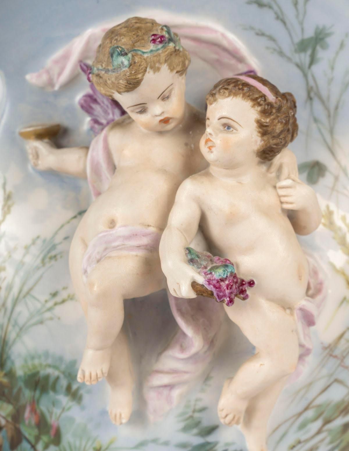 Pair Of Paris Porcelain Vases, 19th Century, Napoleon III Period. photo vintage