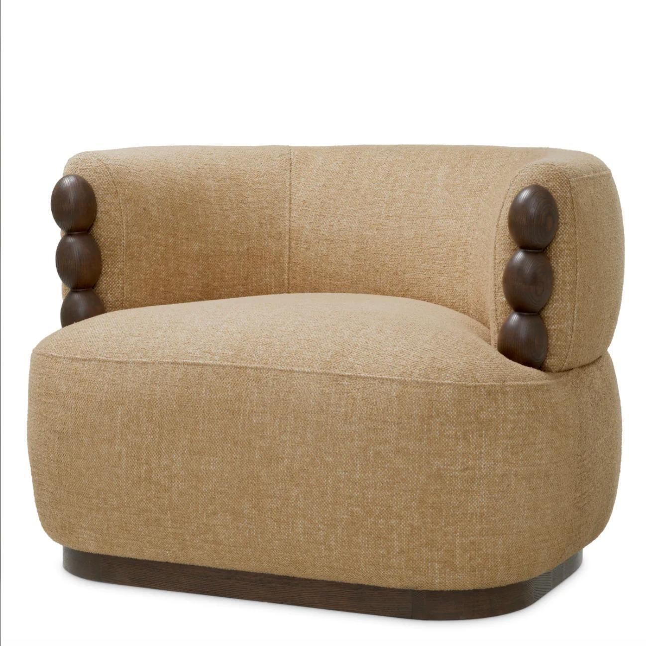 Chair In Renato Honey Fabric With Ebony Wood Finish, Contemporary Design photo furniture