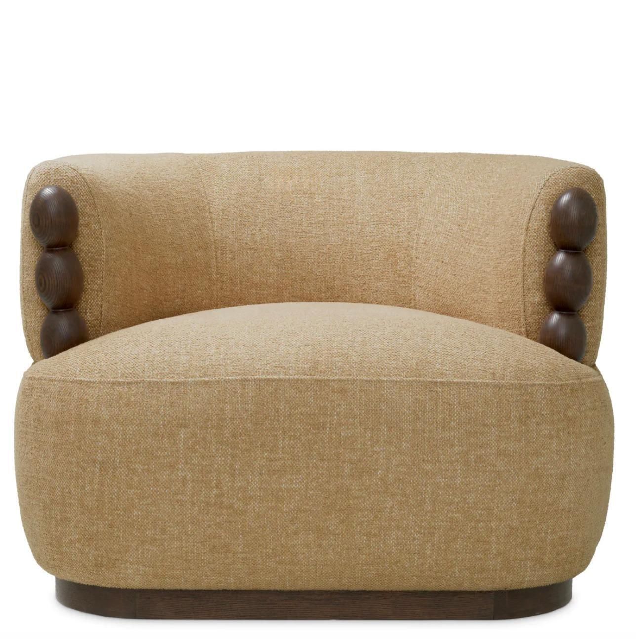 Chair In Renato Honey Fabric With Ebony Wood Finish, Contemporary Design photo Furniture