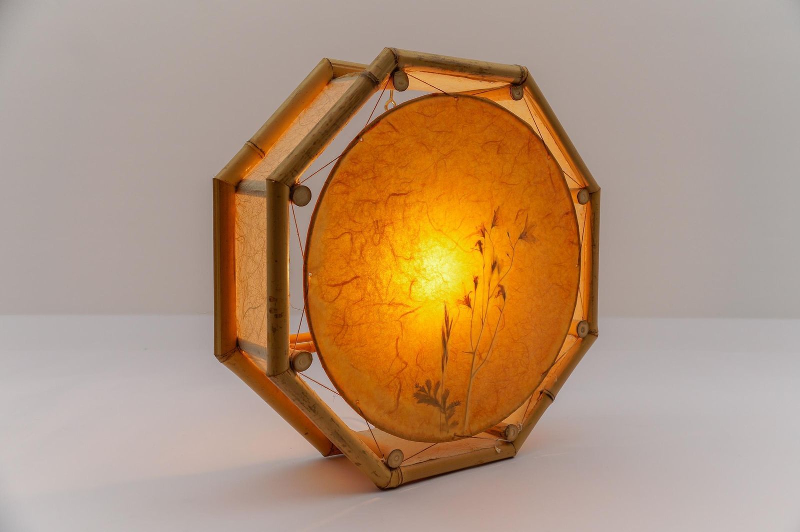 Large Japanese Wall Lamp Made Of Bamboo And Rice Paper, Mid Century Modern 1960s photo 1870.0