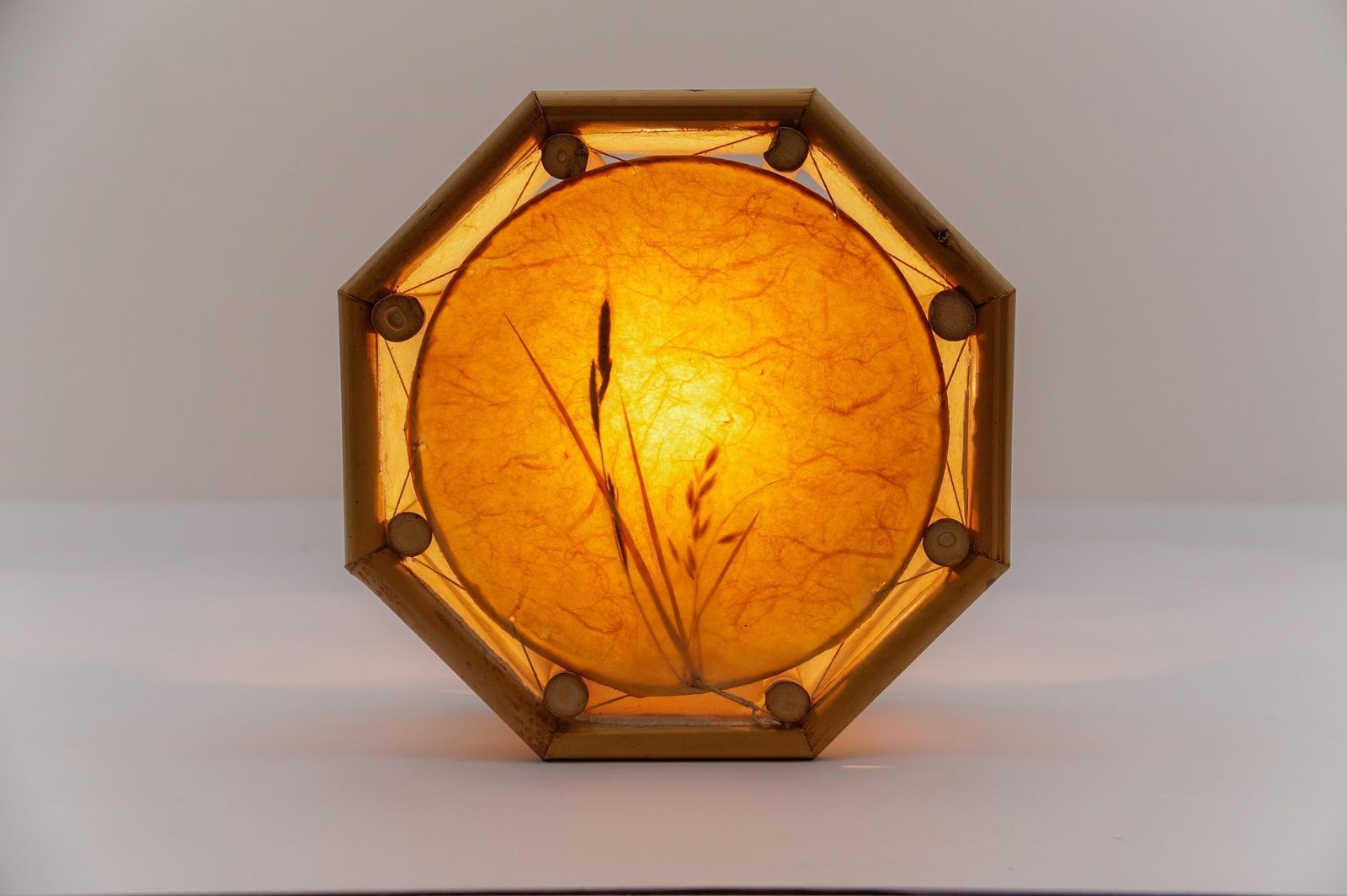 Japanese Wall Lamp Made Of Bamboo And Rice Paper, Mid Century Modern 1960s photo for sale