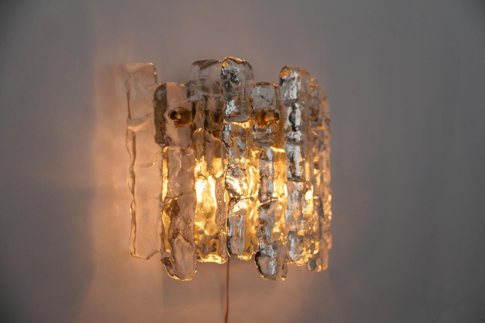 photo vinterior A Pair Of Ice Glass Wall Lights By J.T. Kamlar Franken Kg, 1960s