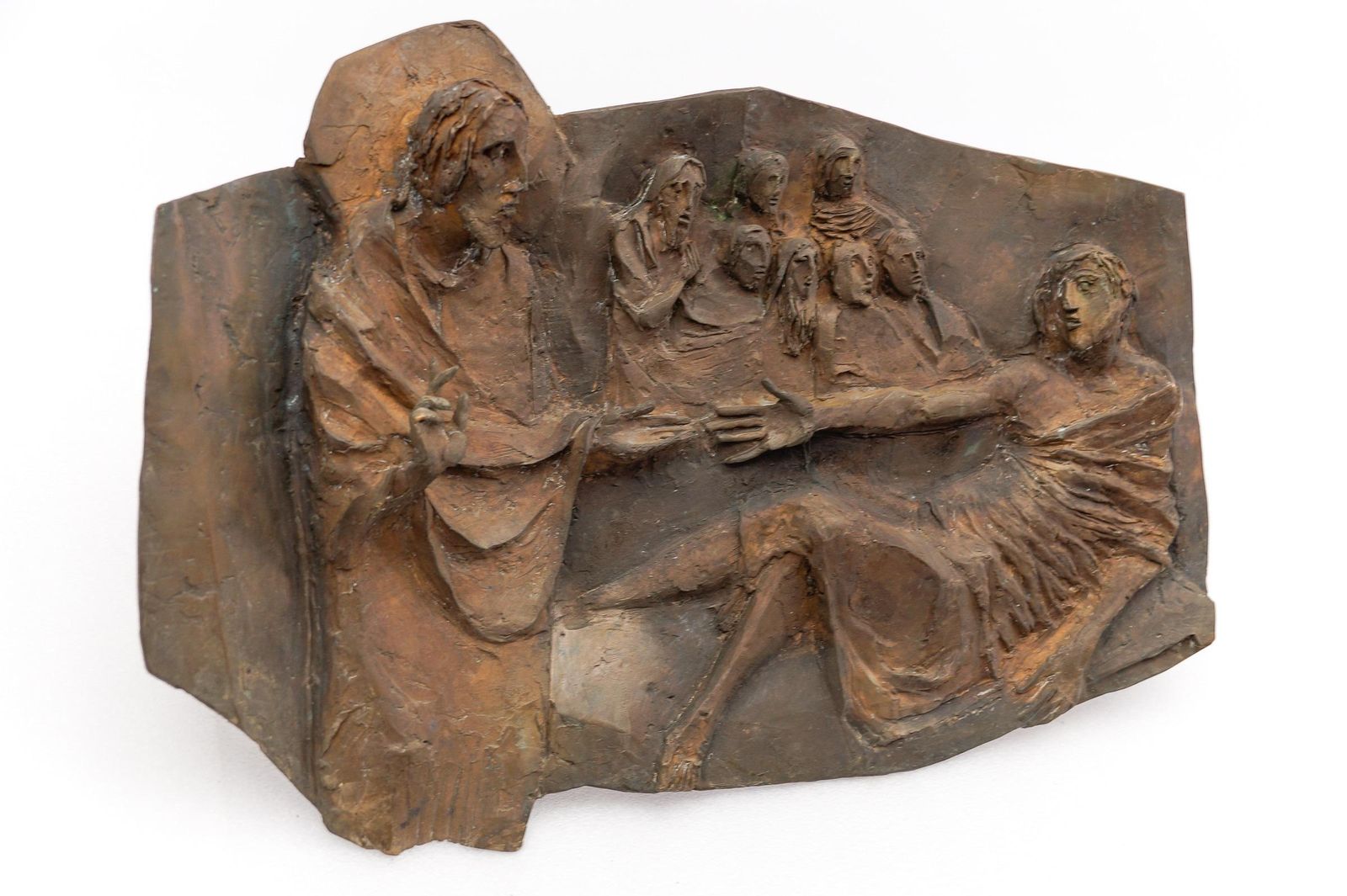 Jesus And The Reclining Man Wall Bronze Plaque From An Eastern European Church photo Art