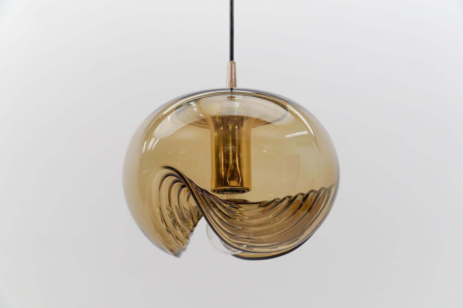 Smoked Glass Lamp "Wave" By Koch & Lowy For Peill & Putzler, 1960s photo vintage