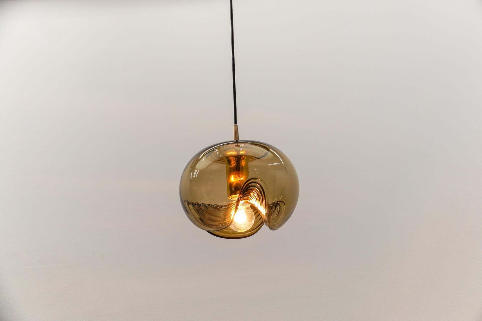 565.0 Smoked Glass Lamp "Wave" By Koch & Lowy For Peill & Putzler, 1960s photo