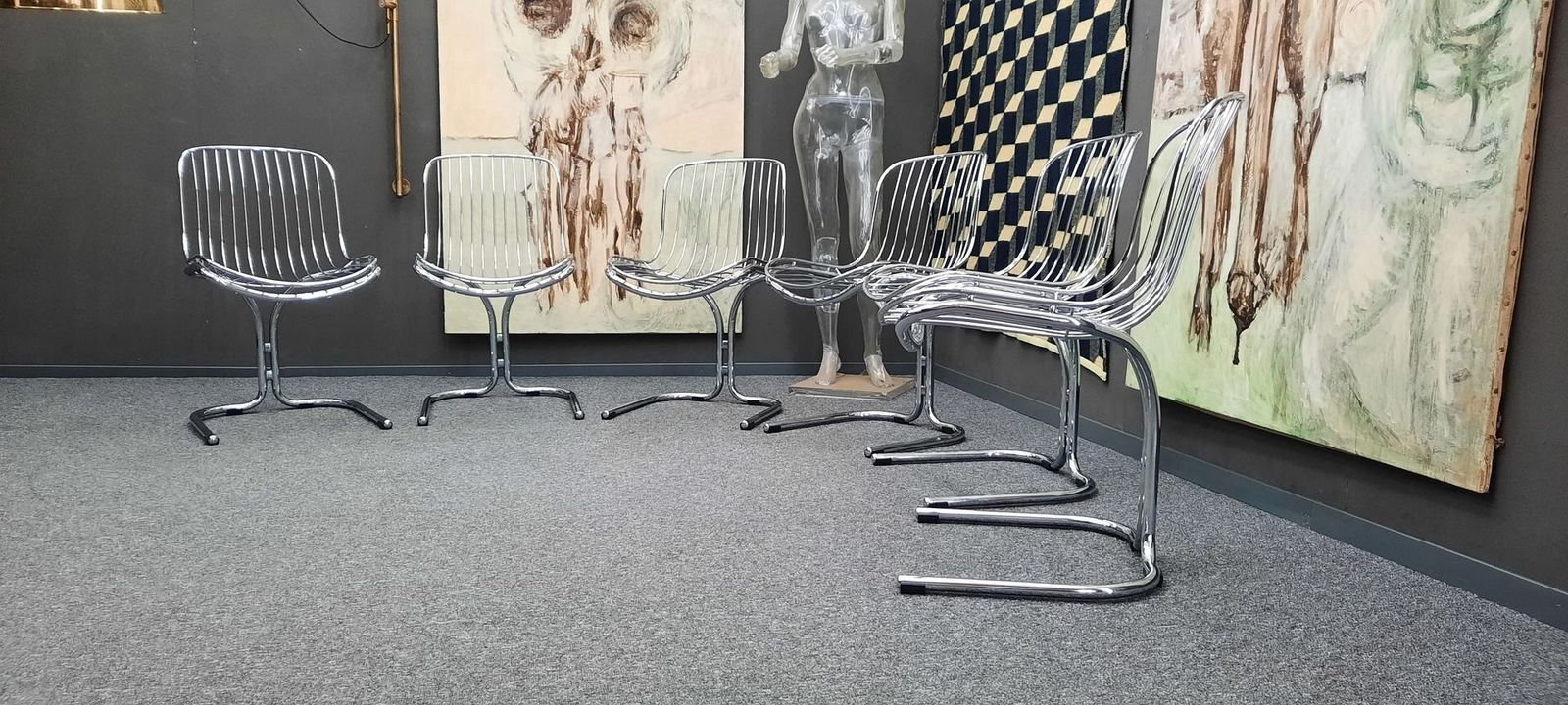 Space Age Radiofreccia Chrome Dining Chairs By Gastone Rinaldi For Rima, 1970s, Set Of 6 photo furniture