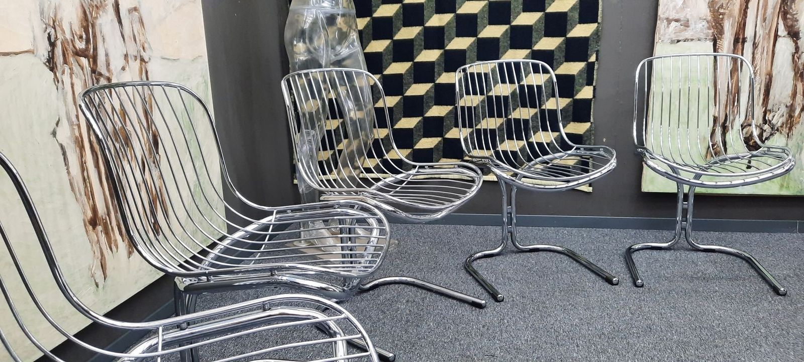 Space Age Radiofreccia Chrome Dining Chairs By Gastone Rinaldi For Rima, 1970s, Set Of 6 photo Furniture