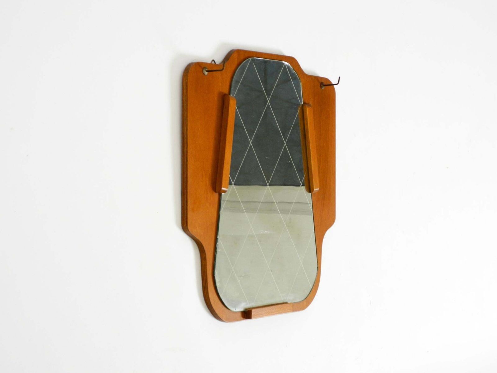 1930s Wall Mirror, Teak And Plywood, Abstract Design, Germany photo for sale