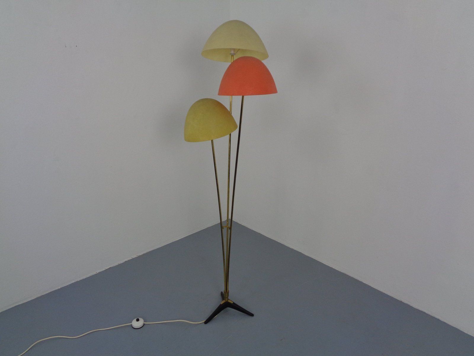 Italian Fiberglass & Brass Floor Lamp, 1950s photo Lighting