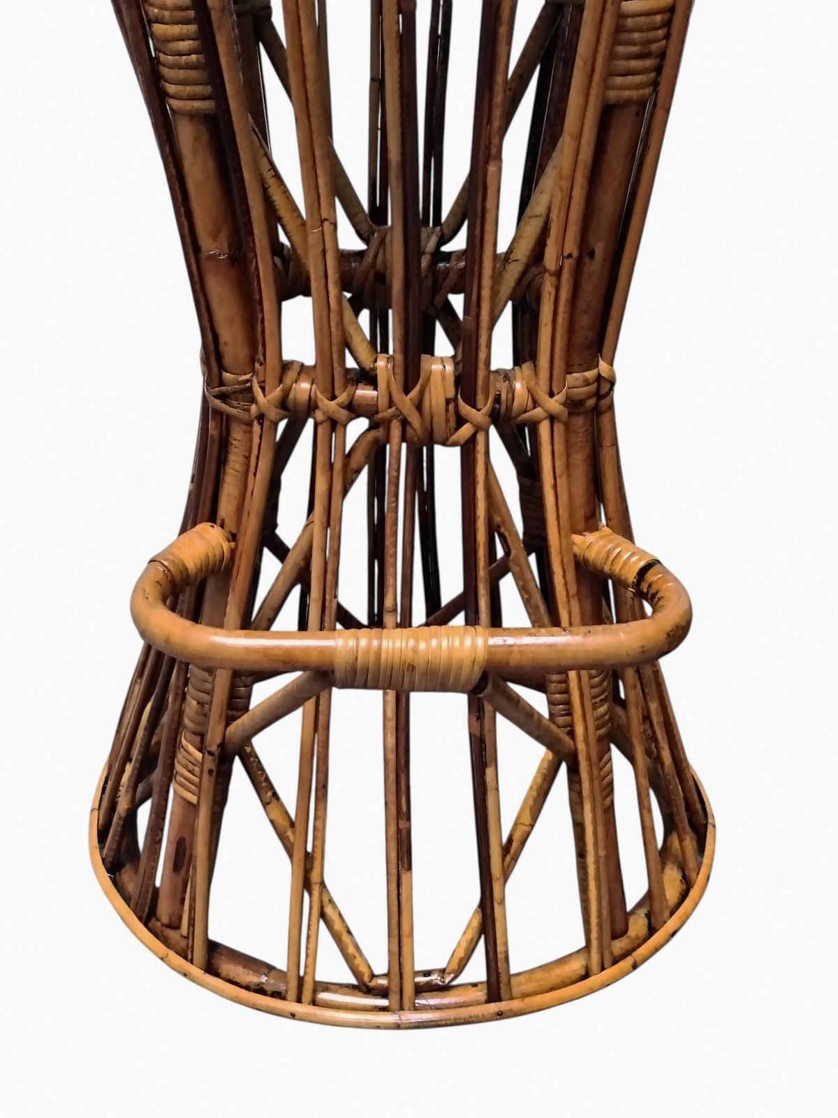 Tito Agnoli Style Pair Of Woven Rattan Stools, Italy 1960s photo buy
