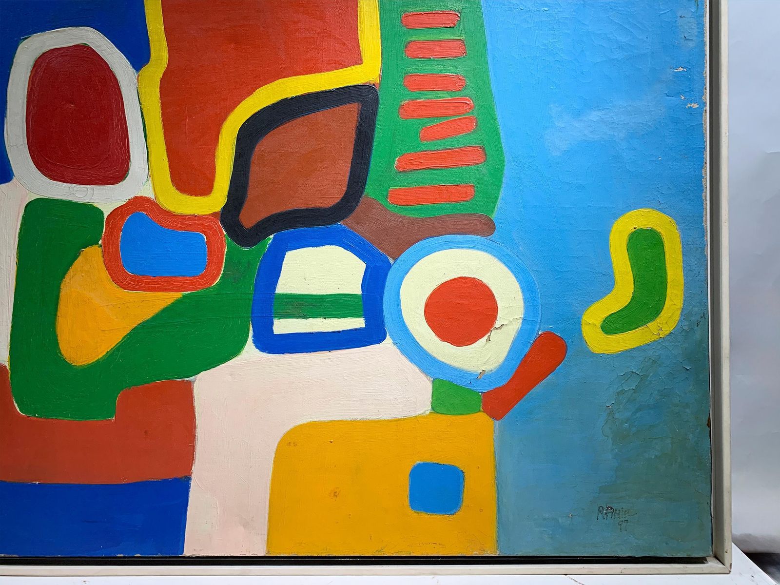 Alain De Cerval Mid Century Modern Style Abstract Oil On Canvas Painting, 1997 photo buy