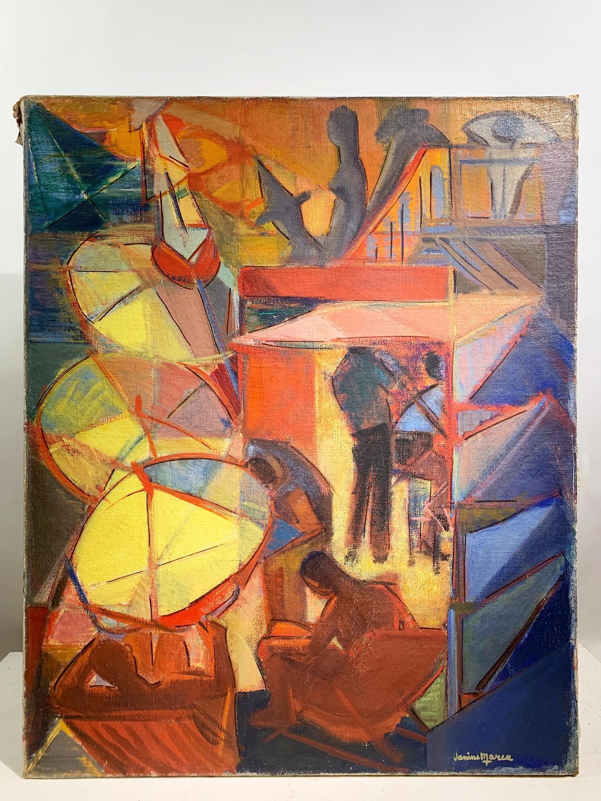 "L'aperitif Aux Sablettes", Oil On Canvas, Signed "Janine Marca", Circa 1940 photo furniture