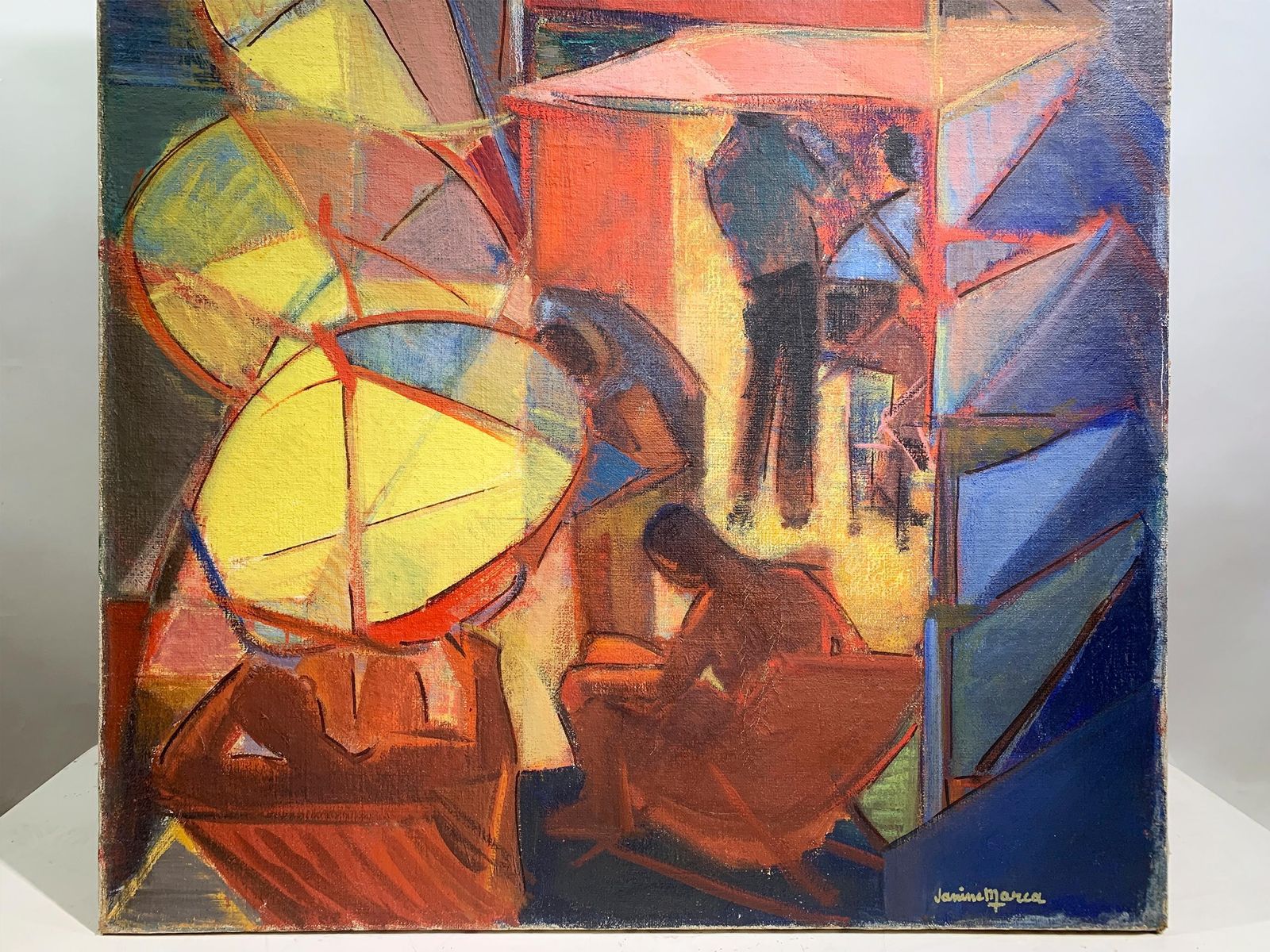 "L'aperitif Aux Sablettes", Oil On Canvas, Signed "Janine Marca", Circa 1940 photo Art