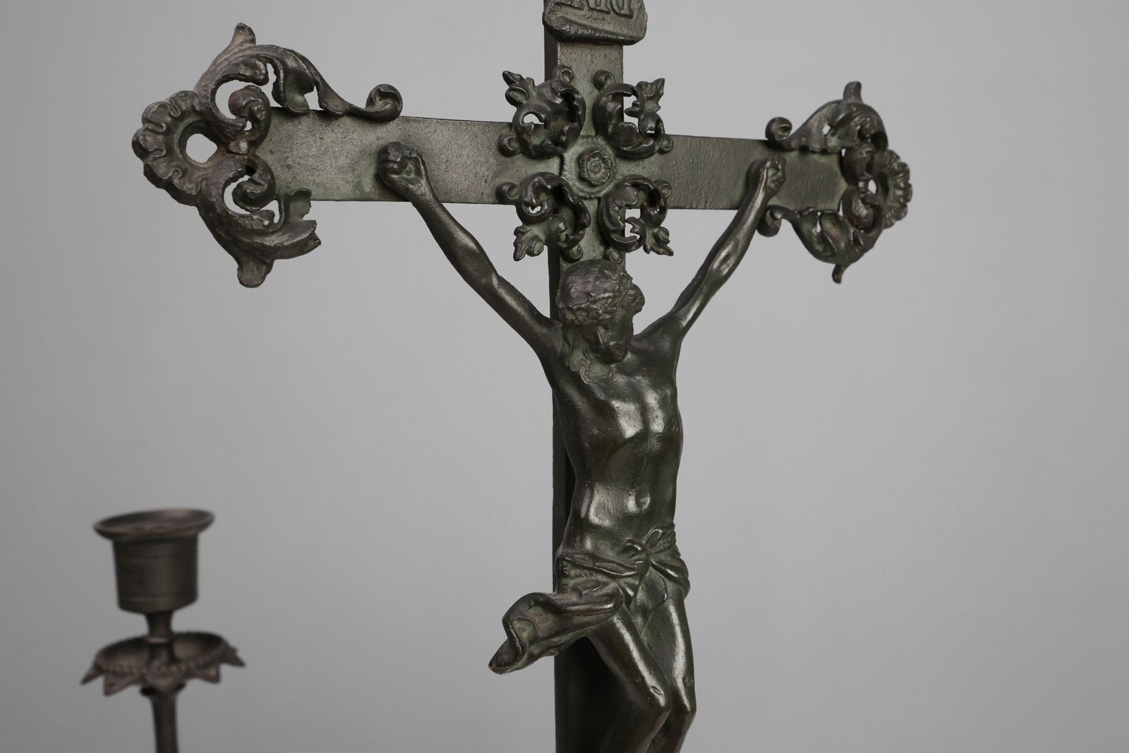 Crucifix And Candlesticks By P.L. Vombach, Germany, Set Of 3 photo Home Decor