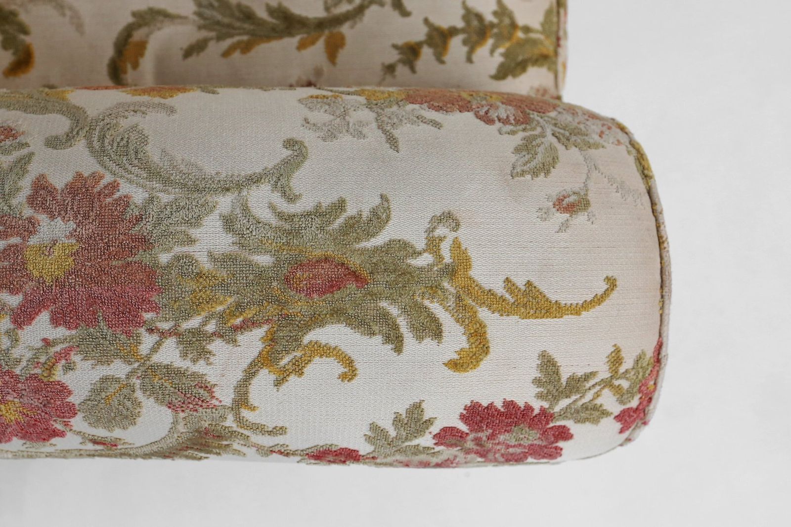 photo for sale Sculptural Lounge Armchair With Floral Upholstery, France, 1950s