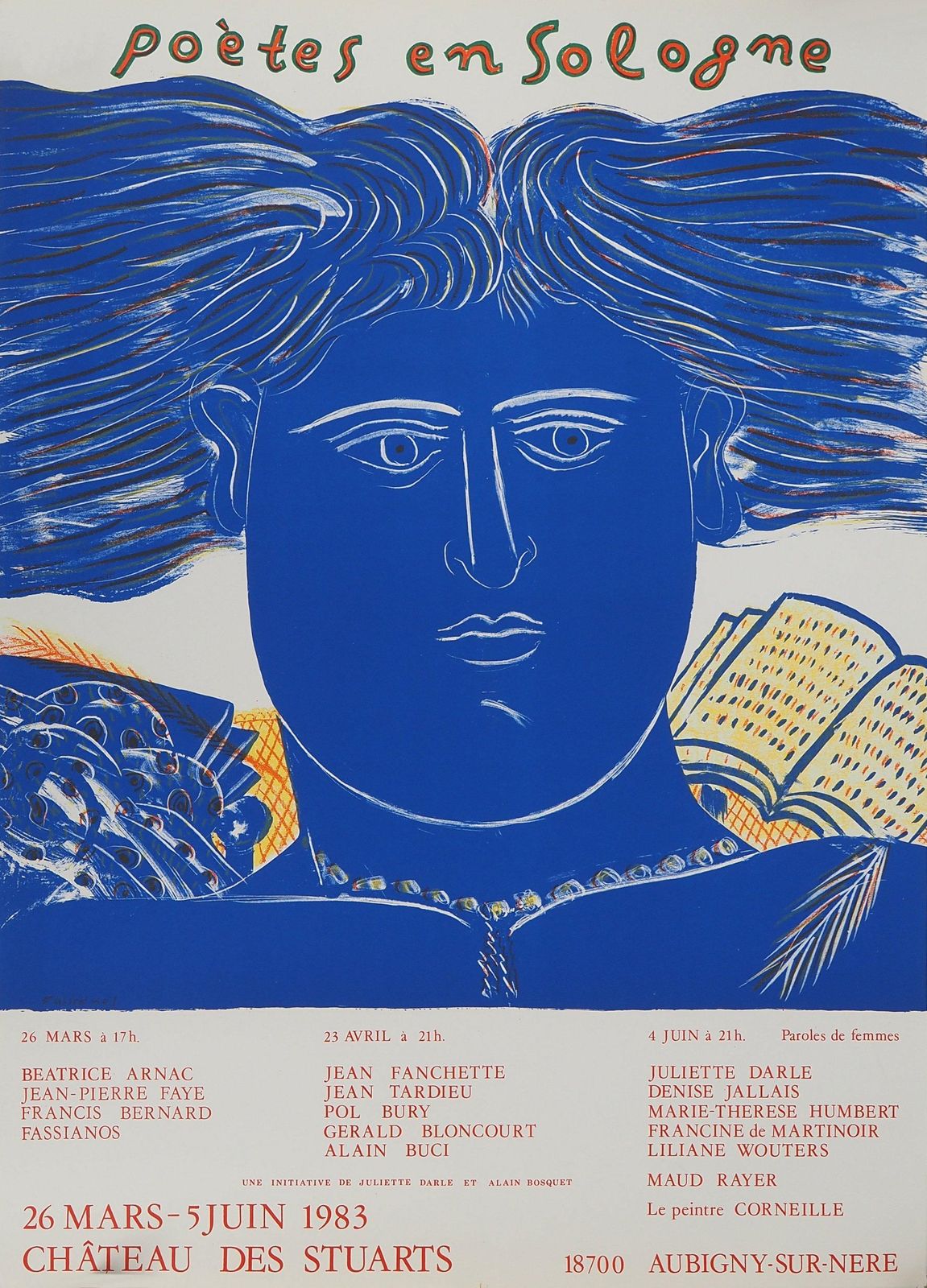 Alekos Fassianosthe Inspired Poet In Blue   Original Lithograph   Printed Signature (Rare, 1983)1983